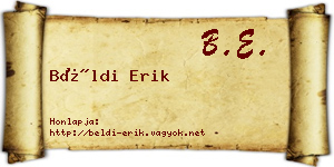 Béldi Erik névjegykártya